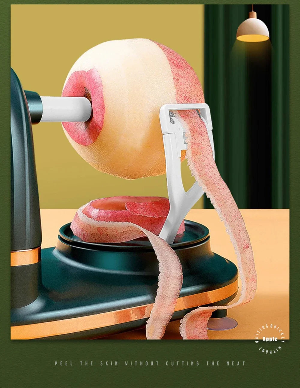 🍏 CooskyHack SpinPeel – Pelador Giratorio para Manzanas, Patatas y Verduras