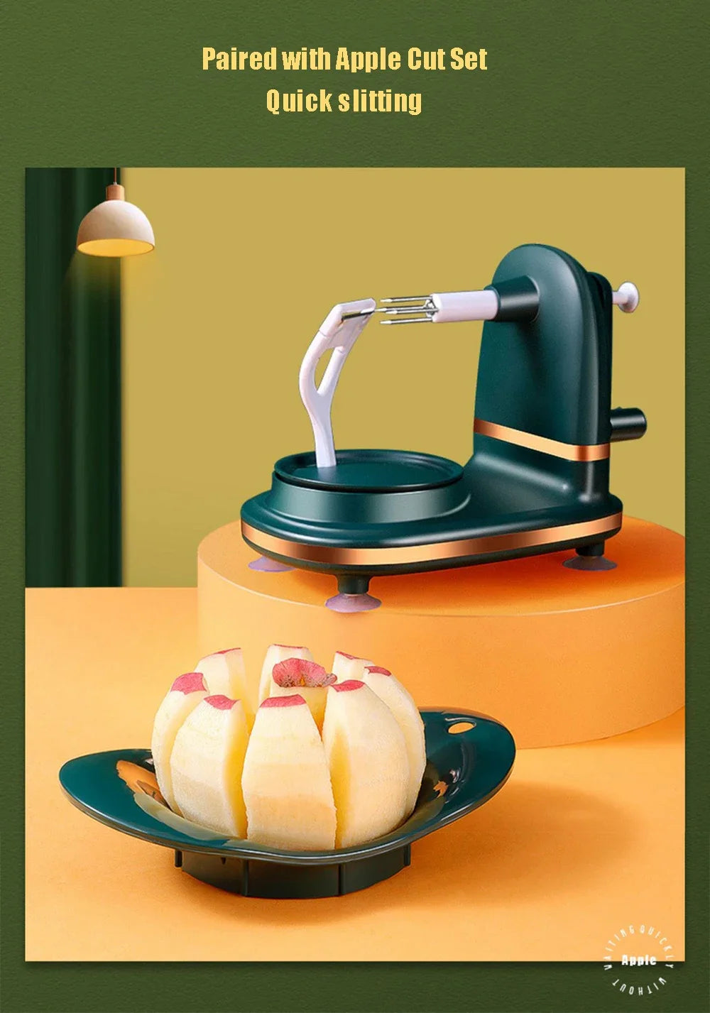 🍏 CooskyHack SpinPeel – Pelador Giratorio para Manzanas, Patatas y Verduras